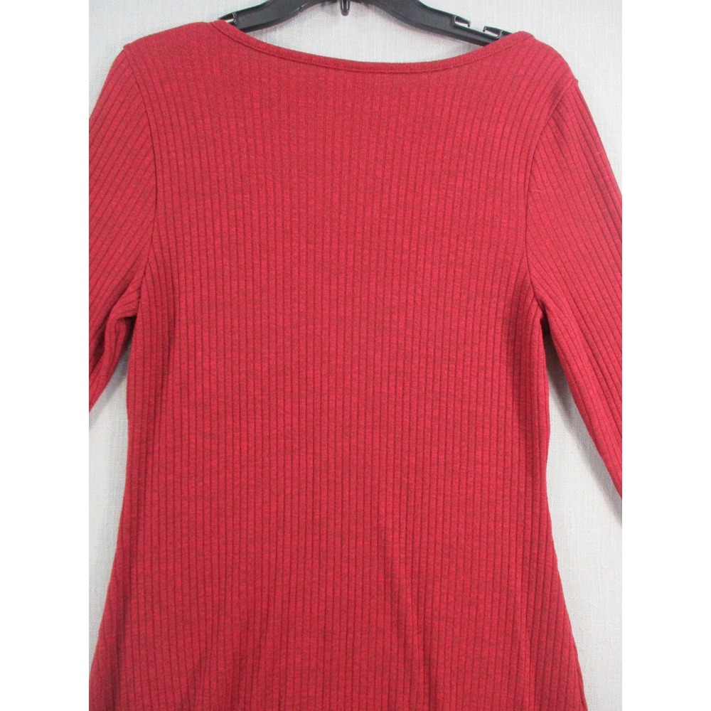 Old‎ Navy Womens Medium Burgundy Red Ribbed Long Sleeve Scoop Neck Mini Dress - Picture 9 of 10